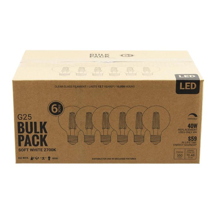 40-Watt Equivalent G25 Globe Vanity Clear Glass Vintage Edison Filament Dimmable LED Light Bulb Soft White (6-Pack)