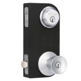 Satin Chrome Single Cylinder Deadbolt with Bell Entry Door Knob Combo Pack - Super Arbor