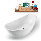 74.8 in. Acrylic, Fiberglass Flatbottom Non-Whirlpool Bathtub in Glossy White - Super Arbor