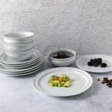 12-Piece Rim Pattern White Porcelain Dinnerware Set (Service for 4)