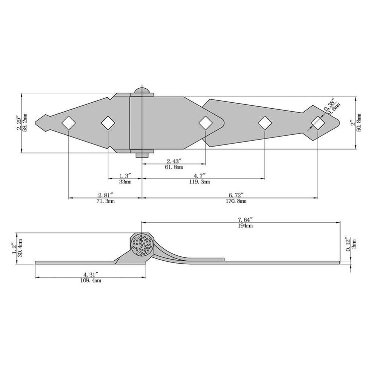 Everbilt 8 in. Black Heavy Duty Strap Hinge (2-Pack)