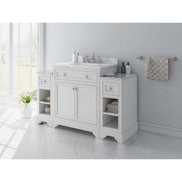 Mornington 54 in. W x 21 in. D Single Bath Vanity in White with Marble Vanity Top in White with White Sink - Super Arbor