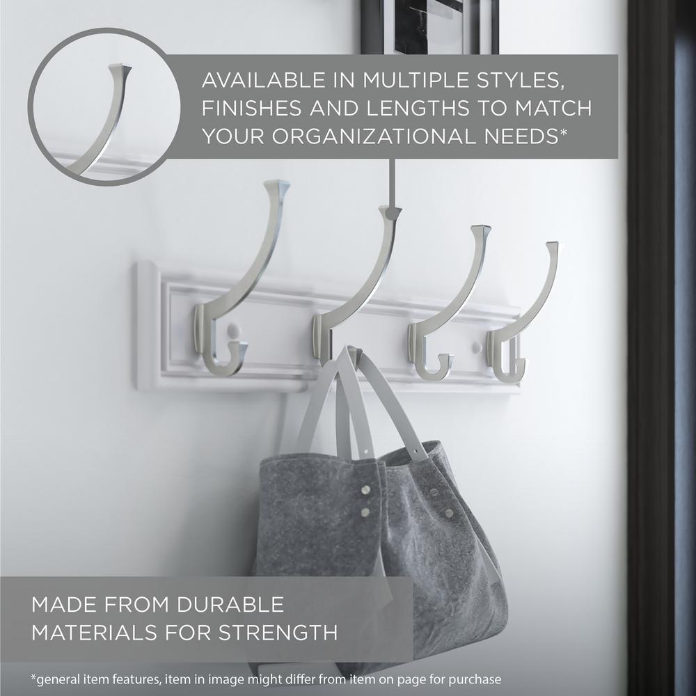 Sleek Square 24 in. White and Satin Nickel Hook Rack - Super Arbor