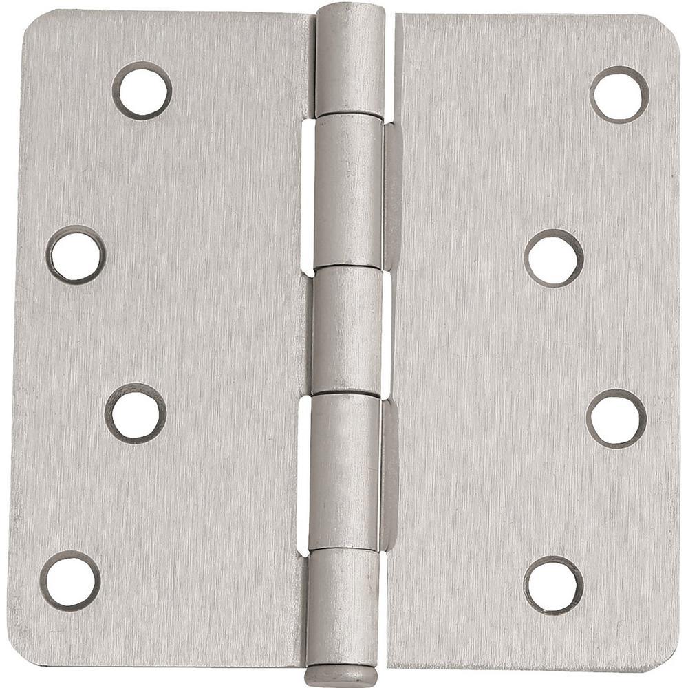4 in. x 1/4 in. Radius Satin Nickel Door Hinge Value Pack (10 per Pack) - Super Arbor