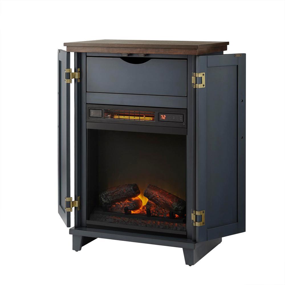 Marshfield 25 in. Freestanding Wall Mantel Electric Fireplace in Dark Blue - Super Arbor