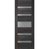 36 in. x 80 in. Gina Gray Oak Finished Frosted Glass 5 Lite Solid Core Wood Composite Interior Door Slab No Bore - Super Arbor