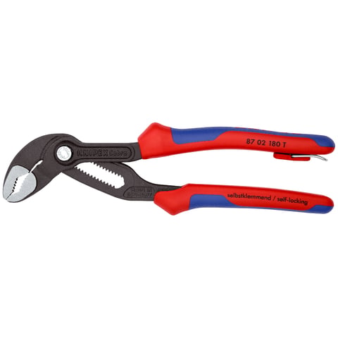 KNIPEX Cobra High-Tech Water Pump Pliers, 7.25 in (180 mm) with V-Jaw and Tether Attachment