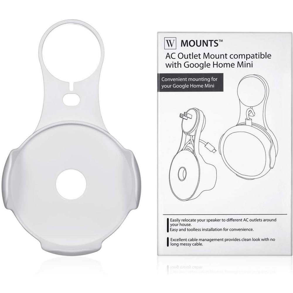 AC Outlet Mount Compatible with Google Home Mini - (Not Compatible with Google Nest Mini 2nd Gen) in White (2-Pack) - Super Arbor