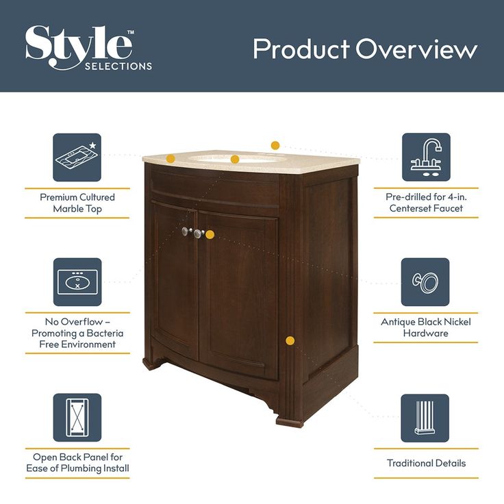 Style Selections Delyse 30-in Auburn Single Sink Bathroom Vanity with Cappuccino Solid Surface Top