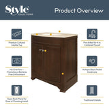 Style Selections Delyse 30-in Auburn Single Sink Bathroom Vanity with Cappuccino Solid Surface Top