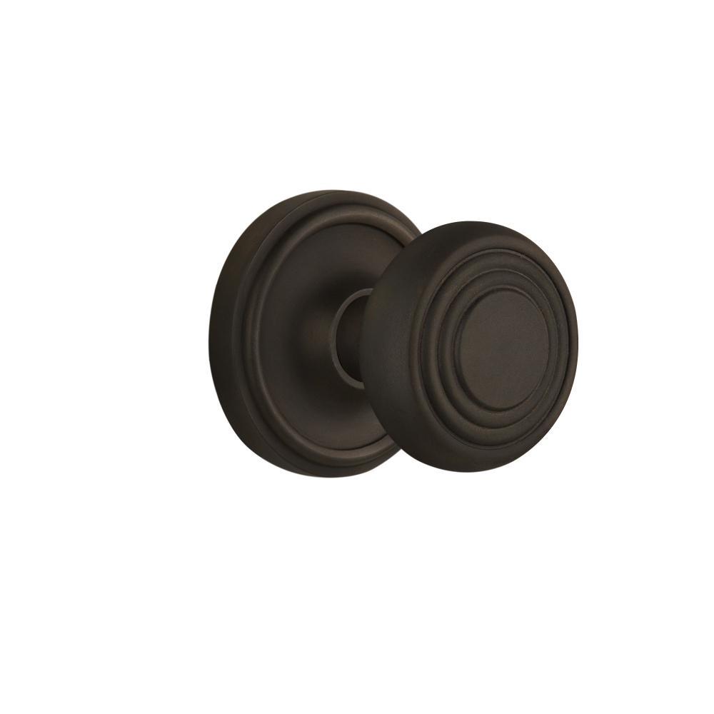 Classic Rosette 2-3/8 in. Backset Antique Brass Privacy Bed/Bath Deco Door Knob - Super Arbor