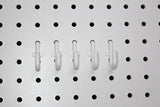White Peg Board Hook Kit Garage Tool Storage Pegboard 50 pieces J Hook Style