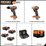 18-Volt SubCompact Brushless  2-Tool Combo Kit with (2) 2.0 Ah Batteries, Charger, Bag and (2) Free 2.0 Ah Batteries - Super Arbor
