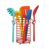 7-Piece Silicone Utensil Set with Wire Caddy