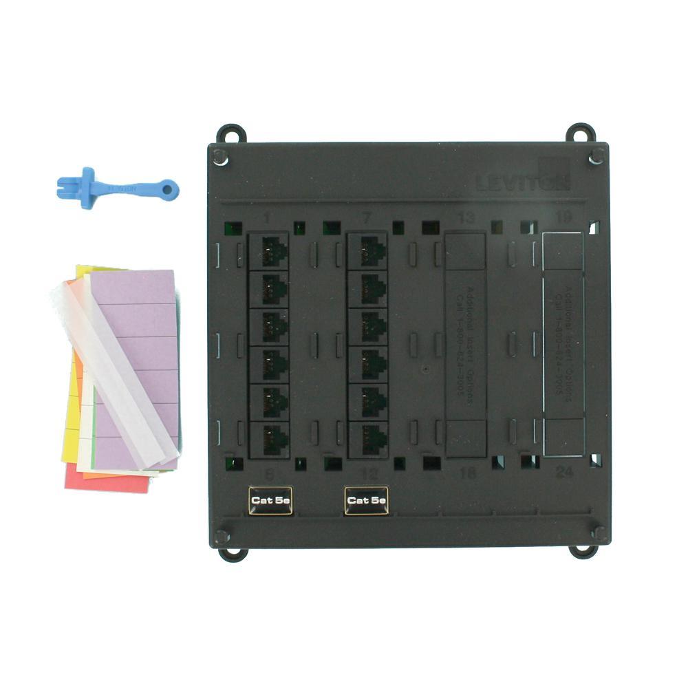 Structured Media Twist and Mount Patch Panel with 12 Cat 5e Ports, Black - Super Arbor