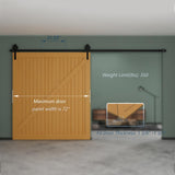 12 ft./144 in. Black Sliding Barn Door Track and Hardware Kit with Bigwheel J Shape Hanger for Single Door - Super Arbor