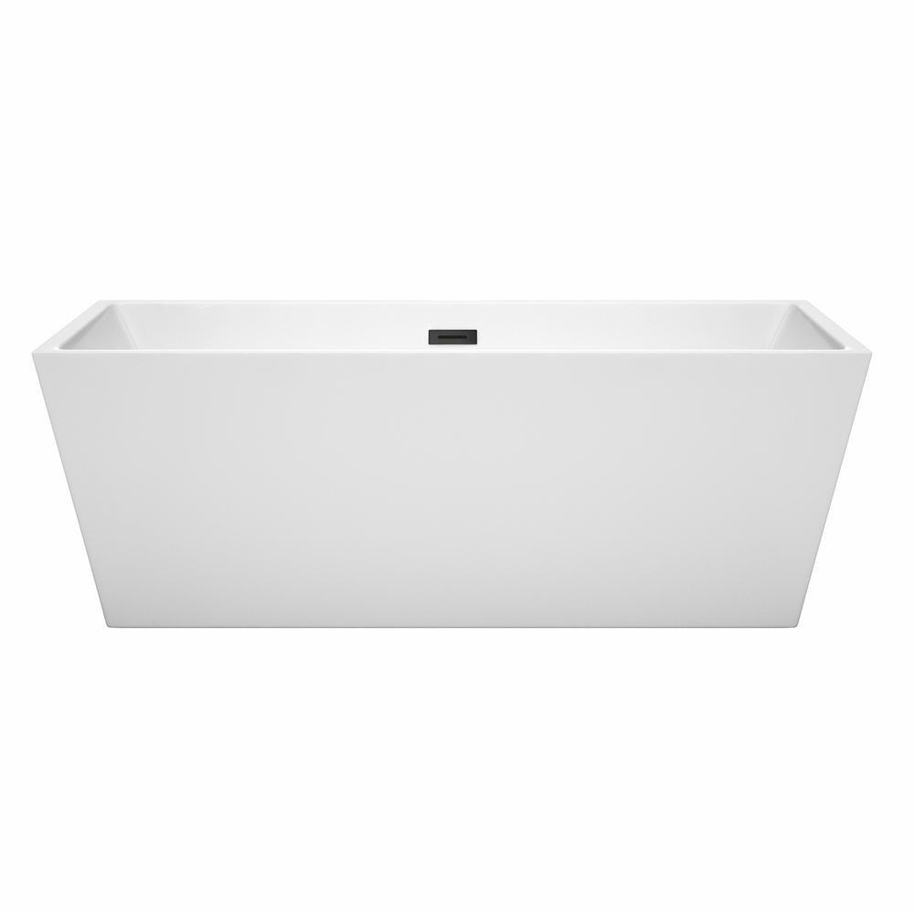 Sara 67 in. Acrylic Flatbottom Bathtub in White with Matte Black Trim