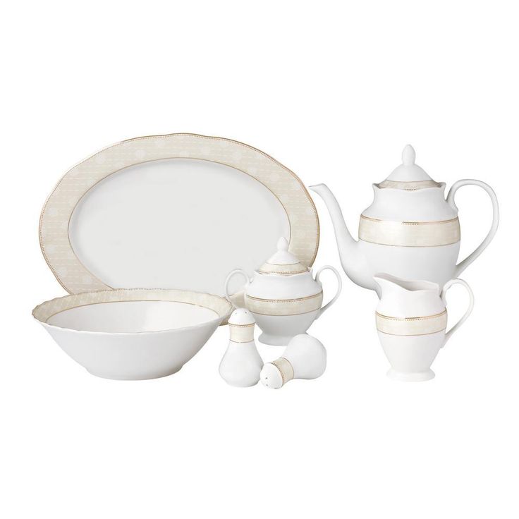 57-Piece Specialty Gold Accent Porcelain Dinnerware Set (Service for 8)