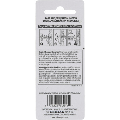 Hillman WallDriller Brass-Plated Drywall Picture Hooks, 35 lb Capacity, 4-Pack