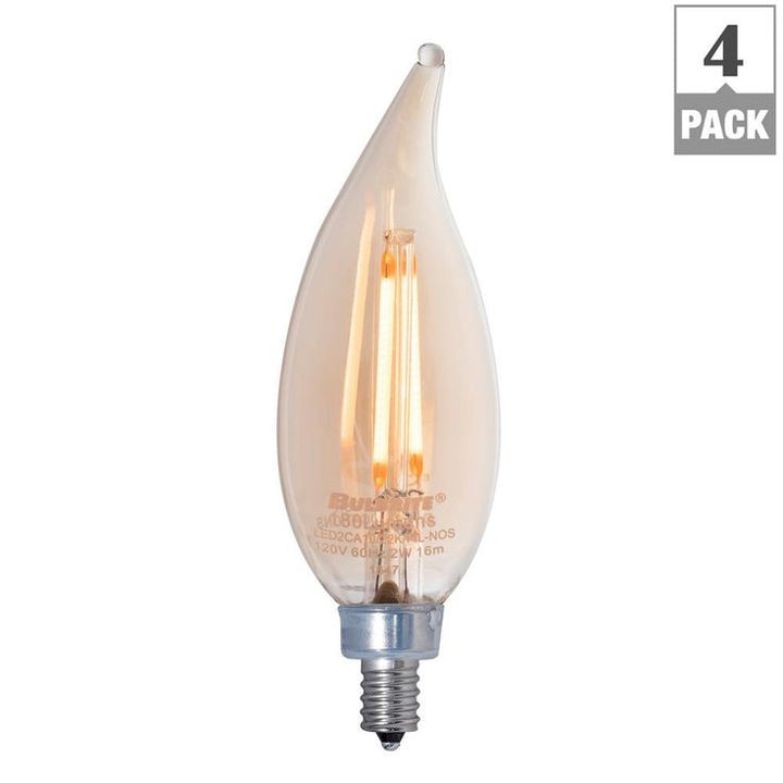 Bulbrite 25W Equivalent Amber Light CA10 Dimmable LED Filament Light Bulb (4-Pack)