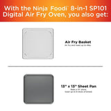 Stainless Steel Foodi Digital Air Fry Oven, Convection Oven, Toaster, Air Fryer, Flip-Away for Storage