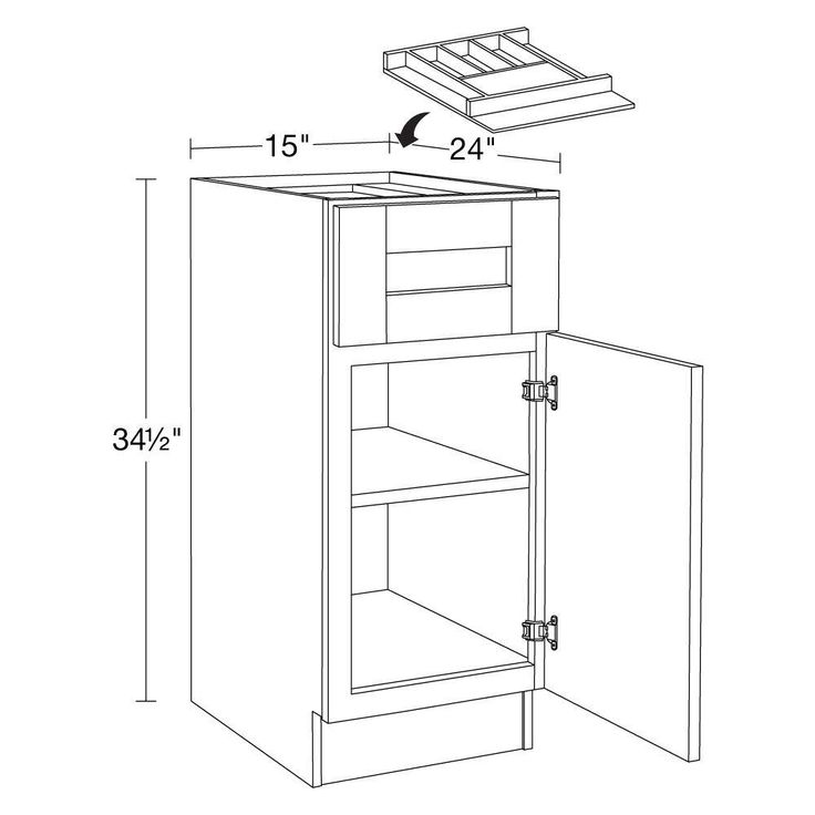 Home Decorators Collection Washington 15 in. W x 24 in. D x 34.5 in. H Vesper White Plywood Shaker Assembled Base Kitchen Cabinet Rt Cutlery Tray