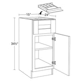Home Decorators Collection Washington 15 in. W x 24 in. D x 34.5 in. H Vesper White Plywood Shaker Assembled Base Kitchen Cabinet Rt Cutlery Tray