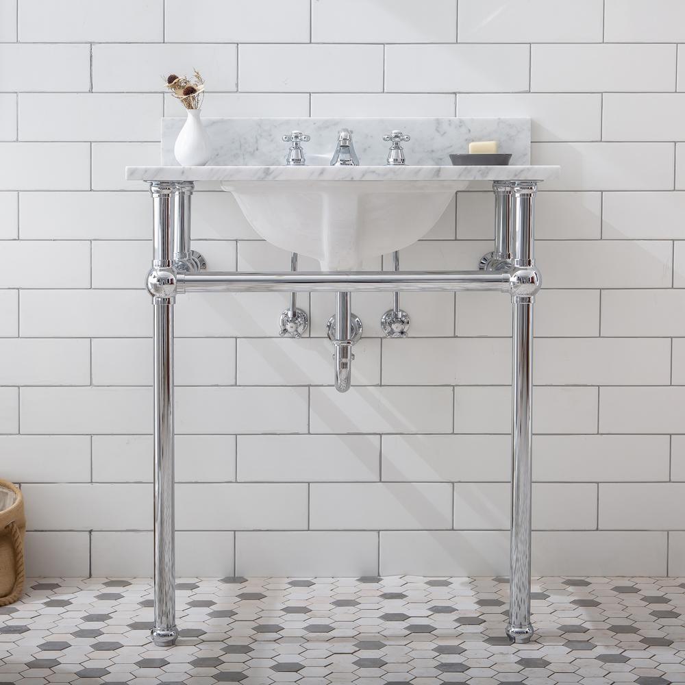 Embassy 30 in. Brass Wash Stand Legs with Chrome Connectors - Super Arbor