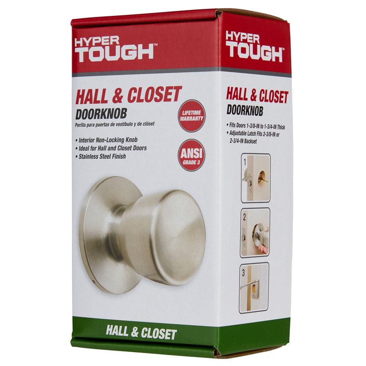 Hyper Tough Interior Non-Locking Tulip Style Passage Doorknob, Stainless Steel