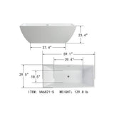 Montpellier 59 in. Acrylic Flatbottom Freestanding Bathtub in White - Super Arbor