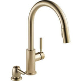 Delta Trask Champagne Bronze 1-Handle Deck-Mount Pull-Down Handle Kitchen Faucet (Deck Plate Included)
