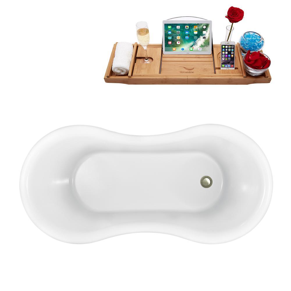 62 in. Acrylic Clawfoot Non-Whirlpool Bathtub in White - Super Arbor