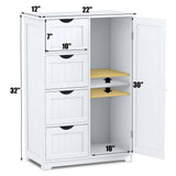 Decora Ready to Assemble 12 in. x 32 in. x 22 in. Wooden 4-Drawer Bath Cabinet Storage Cupboard with 2-Shelves in White - Super Arbor