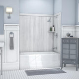 Elite 32 in. x 60 in. x 60 in. 9-Piece Easy Up Adhesive Tub Surround in Calacatta White - Super Arbor