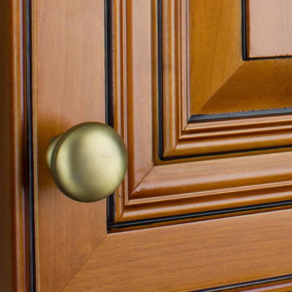 1-1/8 in. Dia Satin Gold Classic Round Cabinet Knobs (10-Pack) - Super Arbor