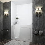 Rampart 4.5 ft. Walk-in Non-Whirlpool Bathtub with Easy Up Adhesive Wall Surround in White - Super Arbor