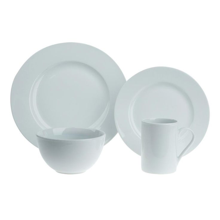 16-Piece Casual White Ceramic Dinnerware Set (Service for 4)
