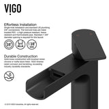 VIGO Sottile Glass Vessel Bathroom Sink in Black with Amada Faucet in Matte Black
