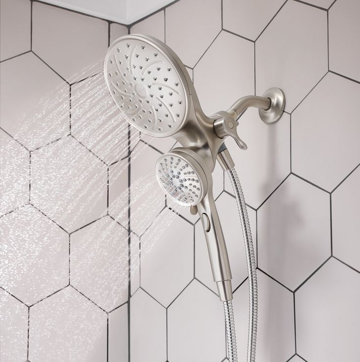 Attract 6-spray 6.75 in. Dual Shower Head and Handheld Shower Head in Spot Resist Brushed Nickel Eco