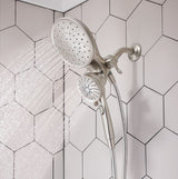 Attract 6-spray 6.75 in. Dual Shower Head and Handheld Shower Head in Spot Resist Brushed Nickel Eco