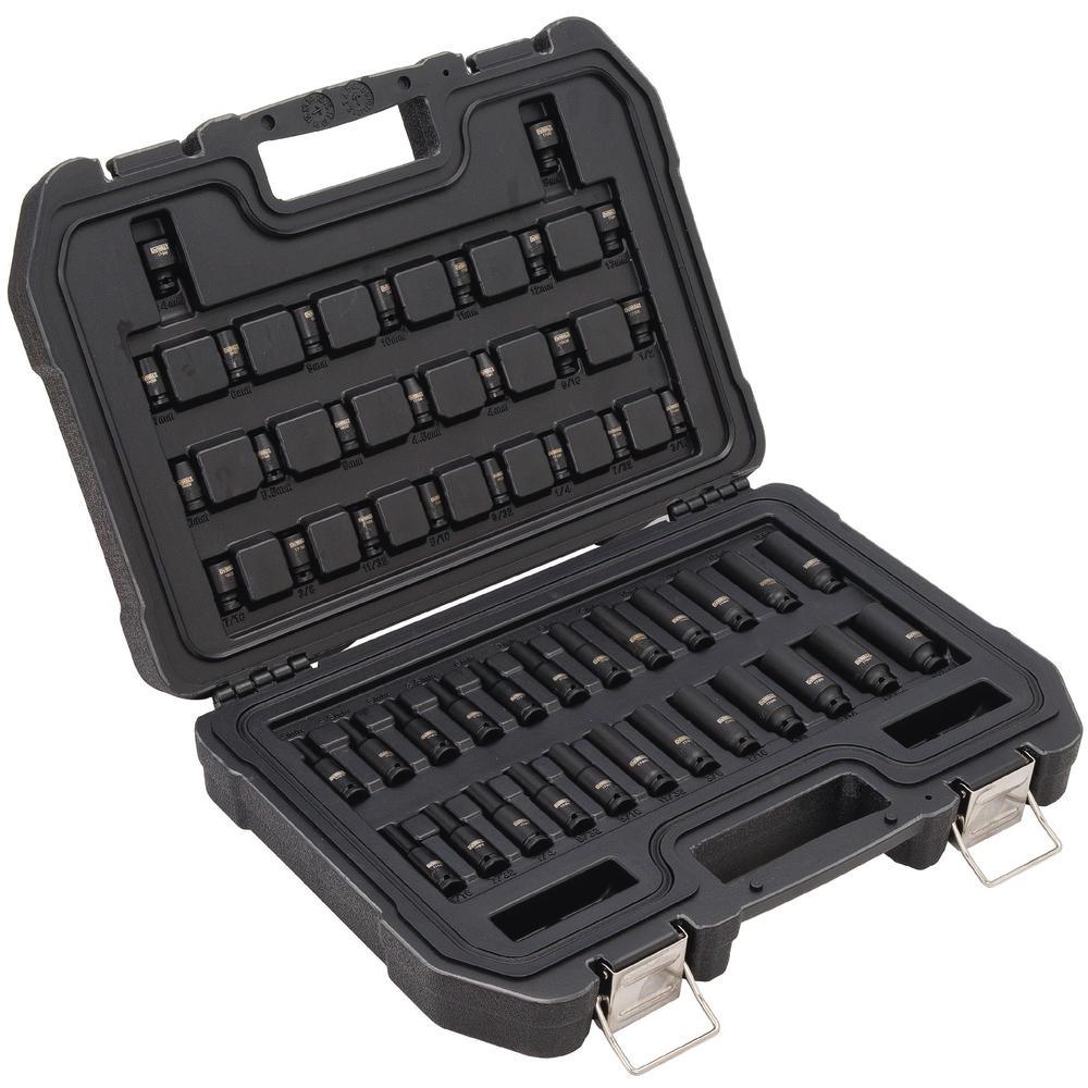 1/4 in. Drive Metric and SAE Impact Socket Set (48-Piece) - Super Arbor