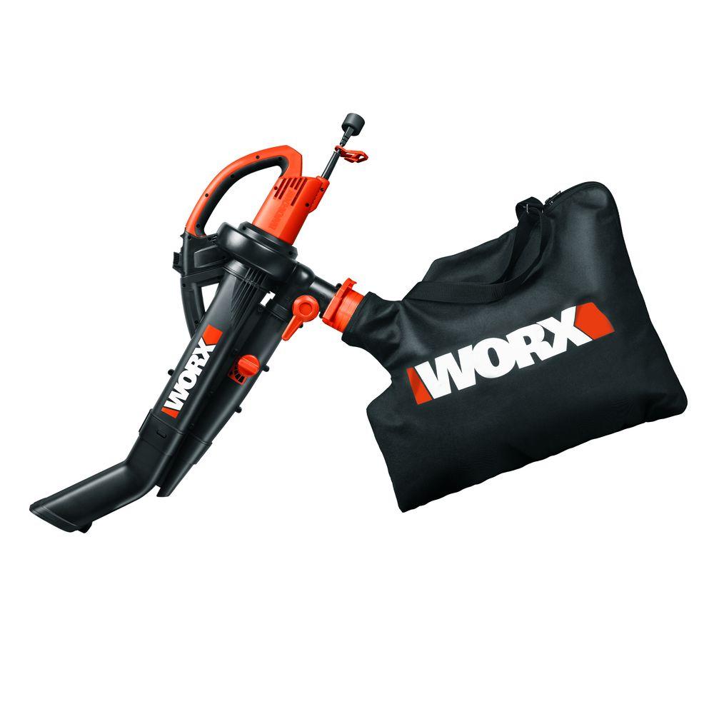 Worx 120 MPH 350 CFM 12 Amp Electric Leaf Blower/Mulcher/Vac with Metal Impeller - Super Arbor