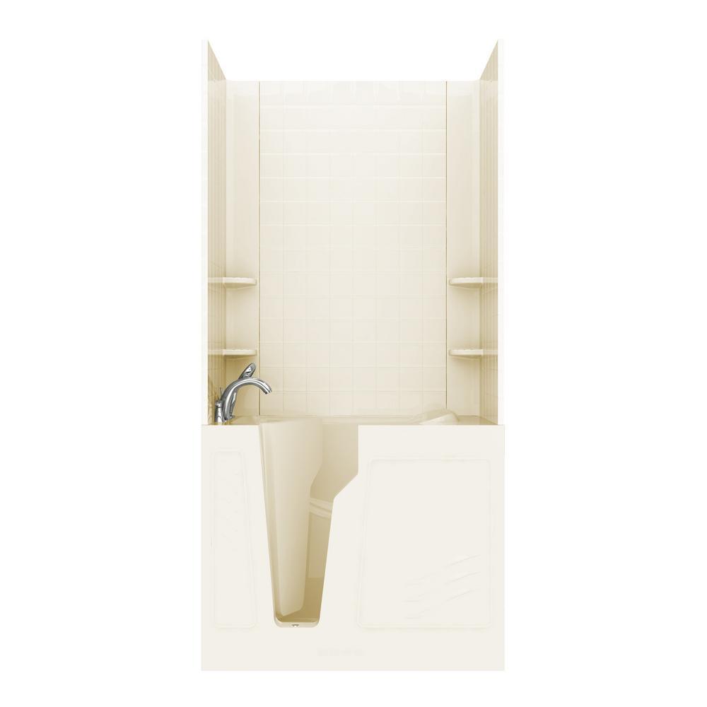Rampart 3.9 ft. Walk-in Whirlpool and Air Bathtub with 4 in. Tile Easy Up Adhesive Wall Surround in White - Super Arbor