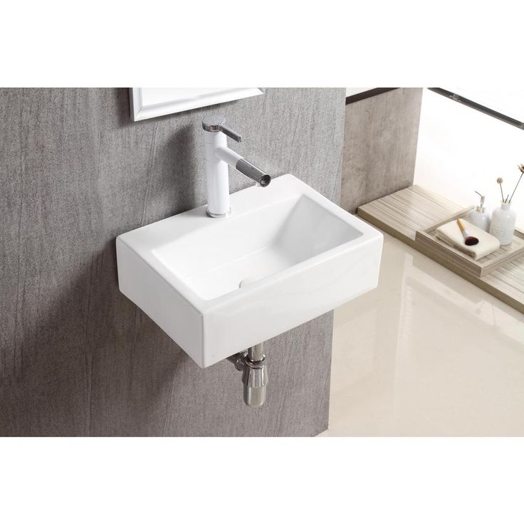 Elanti Wall-Mounted Rectangle Bathroom Sink in White