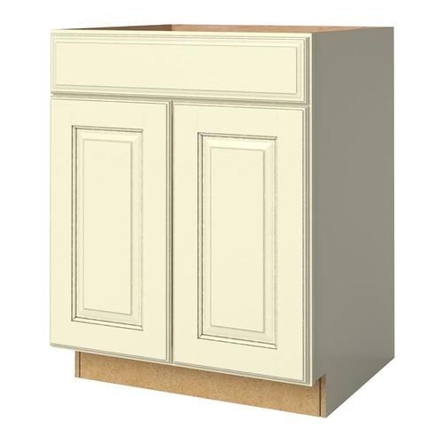 allen + roth Annscroft 27-in W x 34.5-in H x 24-in D Hazelnut Maple Sink Base Semi-Custom Cabinet