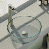 Glass Vessel Sink in Crystal with R9-7007 Faucet and Pop-Up Drain in Chrome - Super Arbor