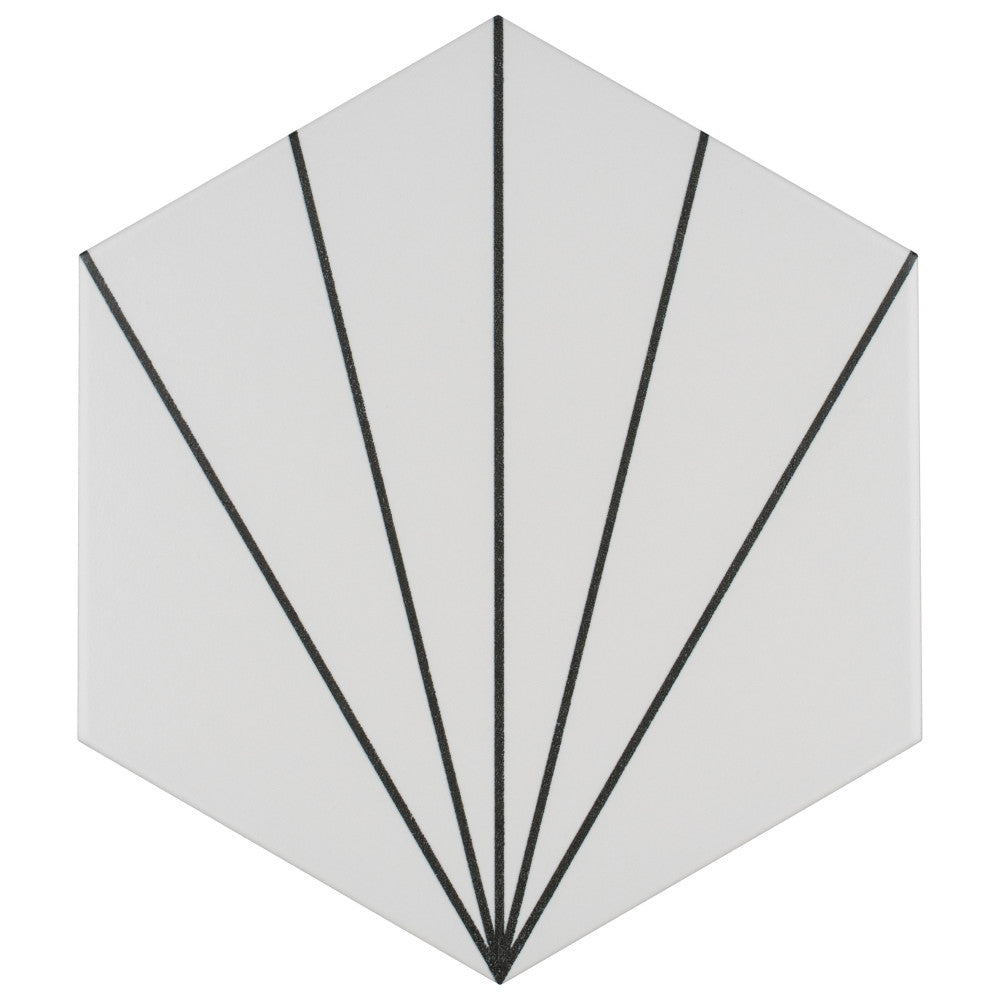 Merola Tile Aster Hex Blanco Encaustic 8-5/8 in. x 9-7/8 in. Porcelain Floor and Wall Tile (11.56 sq. ft. / Case)