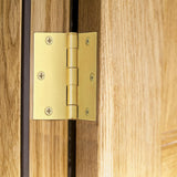 3-1/2 in. Square Corner Satin Brass Door Hinge Value Pack (10 per Pack) - Super Arbor