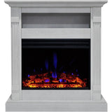 Sienna 34 in. Electric Fireplace Heater in White with Mantel, Enhanced Log Display and Remote Control - Super Arbor