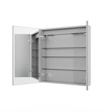 WELLFOR 30 in. W x 32 in. H Rectangular Silver Aluminum Recessed/Surface Mount Medicine Cabinet with Mirror LED and Clock